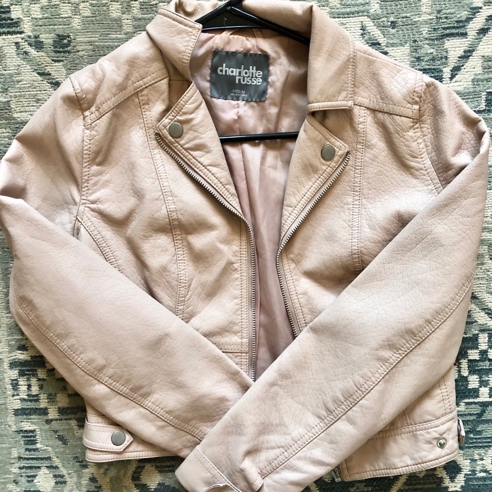 Light Pink/Beige Leather Jacket - GREAT CONDITION